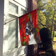 Load image into Gallery viewer, Boxer Red and Green Snowflakes Holiday Christmas Flag Canvas House Size