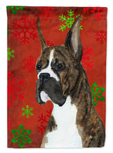 Load image into Gallery viewer, Boxer Red and Green Snowflakes Holiday Christmas Garden Flag – Decorative Outdoor Yard Flag