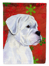 Load image into Gallery viewer, Boxer Red and Green Snowflakes Holiday Christmas Flag Canvas House Size