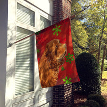 Load image into Gallery viewer, Sussex Spaniel Red Green Snowflakes Holiday Christmas Flag Canvas House Size