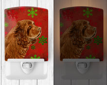 Load image into Gallery viewer, Sussex Spaniel Red Green Snowflake Holiday Christmas Ceramic Night Light SS4717CNL