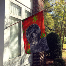 Load image into Gallery viewer, Affenpinscher Red Green Snowflakes Christmas Flag Canvas House Size