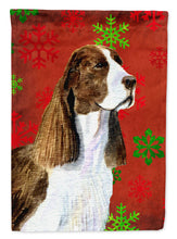 Load image into Gallery viewer, Springer Spaniel Red and Green Snowflakes Holiday Christmas Garden Flag – Decorative Outdoor Yard Flag
