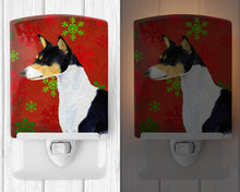Load image into Gallery viewer, Basenji Red and Green Snowflakes Holiday Christmas Ceramic Night Light SS4721CNL