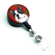 Load image into Gallery viewer, Boston Terrier Red Green Snowflakes Christmas Retractable Badge Reel SS4723BR