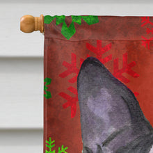 Load image into Gallery viewer, Boston Terrier Red  Green Snowflakes Holiday Christmas Flag Canvas House Size