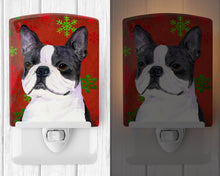 Load image into Gallery viewer, Boston Terrier Red Green Snowflakes Christmas Ceramic Night Light SS4723CNL