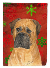 Load image into Gallery viewer, Bullmastiff Red and Green Snowflakes Holiday Christmas Garden Flag – Decorative Outdoor Yard Flag