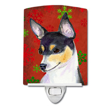 Load image into Gallery viewer, Chihuahua Red and Green Snowflakes Holiday Christmas Ceramic Night Light SS4725CNL