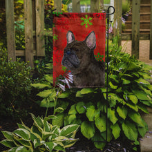 Load image into Gallery viewer, French Bulldog Red and Green Snowflakes Holiday Christmas Garden Flag – Decorative Outdoor Yard Flag