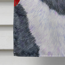 Load image into Gallery viewer, Akita Red and Green Snowflakes Holiday Christmas Flag Canvas House Size