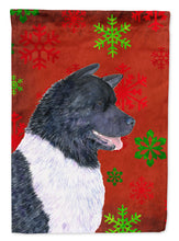Load image into Gallery viewer, Akita Red and Green Snowflakes Holiday Christmas Flag Canvas House Size