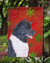Load image into Gallery viewer, Akita Red and Green Snowflakes Holiday Christmas Garden Flag – Decorative Outdoor Yard Flag