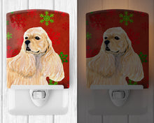Load image into Gallery viewer, Buff Cocker Spaniel Red Green Snowflakes Christmas Ceramic Night Light SS4729CNL