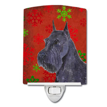 Load image into Gallery viewer, Schnauzer Red and Green Snowflakes Holiday Christmas Ceramic Night Light SS4730CNL