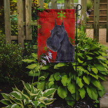 Load image into Gallery viewer, Schnauzer Red and Green Snowflakes Holiday Christmas Garden Flag – Decorative Outdoor Yard Flag