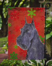 Load image into Gallery viewer, Schnauzer Red and Green Snowflakes Holiday Christmas Garden Flag – Decorative Outdoor Yard Flag