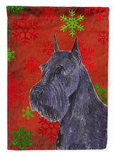 Load image into Gallery viewer, Schnauzer Red and Green Snowflakes Holiday Christmas Garden Flag – Decorative Outdoor Yard Flag