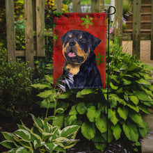 Load image into Gallery viewer, Rottweiler Red and Green Snowflakes Holiday Christmas Garden Flag – Decorative Outdoor Yard Flag