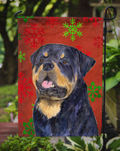 Load image into Gallery viewer, Rottweiler Red and Green Snowflakes Holiday Christmas Garden Flag – Decorative Outdoor Yard Flag