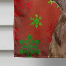 Load image into Gallery viewer, Field Spaniel Red and Green Snowflakes Holiday Christmas Flag Canvas House Size