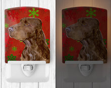 Load image into Gallery viewer, Field Spaniel Red and Green Snowflakes Holiday Christmas Ceramic Night Light SS4732CNL