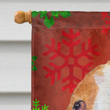 Load image into Gallery viewer, Basset Hound Red and Green Snowflakes Holiday Christmas Flag Canvas House Size