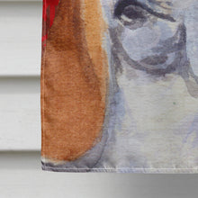 Load image into Gallery viewer, Basset Hound Red and Green Snowflakes Holiday Christmas Flag Canvas House Size