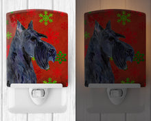 Load image into Gallery viewer, Scottish Terrier Red and Green Snowflakes Holiday Christmas Ceramic Night Light SS4736CNL