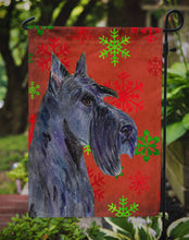 Load image into Gallery viewer, Scottish Terrier Red and Green Snowflakes Holiday Christmas Garden Flag – Decorative Outdoor Yard Flag