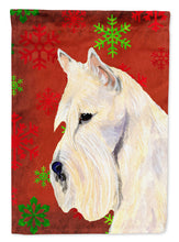 Load image into Gallery viewer, Scottish Terrier Red Green Snowflakes Holiday Christmas Flag Garden