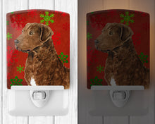 Load image into Gallery viewer, Chesapeake Bay Retriever Red Snowflakes Holiday Christmas Ceramic Night Light SS4738CNL