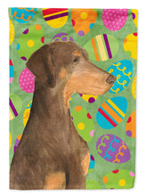 Load image into Gallery viewer, Doberman Easter Eggtravaganza Flag Canvas House Size