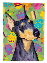 Load image into Gallery viewer, Doberman Easter Eggtravaganza Flag Canvas House Size