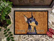 Load image into Gallery viewer, Black and Tan Doberman Wipe your Paws Doormat - 24x36 Decorative Floor Mat – Indoor/Outdoor Rug with Artistic Flair SS4891JMAT