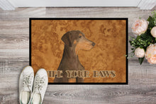 Load image into Gallery viewer, Chocolate Natural Eared Doberman Wipe your Paws Doormat - 24x36 Decorative Floor Mat – Indoor/Outdoor Rug with Artistic Flair