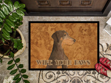 Load image into Gallery viewer, Chocolate Natural Eared Doberman Wipe your Paws Doormat - 24x36 Decorative Floor Mat – Indoor/Outdoor Rug with Artistic Flair