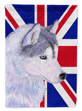 Load image into Gallery viewer, Siberian Husky with English Union Jack British Flag Garden Flag - Outdoor Decorative Yard Flag SS4906GF
