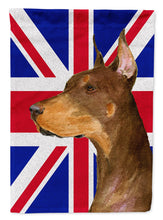 Load image into Gallery viewer, Doberman with English Union Jack British Flag Flag Canvas House Size SS4910CHF