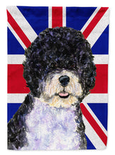 Load image into Gallery viewer, Portuguese Water Dog with English Union Jack British Flag Garden Flag - Outdoor Decorative Yard Flag