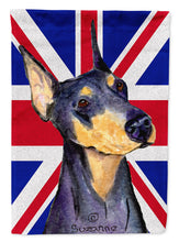 Load image into Gallery viewer, Doberman with English Union Jack British Flag Flag Canvas House Size SS4937CHF