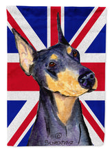 Load image into Gallery viewer, Doberman with English Union Jack British Flag Garden Flag - Outdoor Decorative Yard Flag SS4937GF