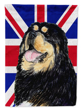 Load image into Gallery viewer, Tibetan Spaniel with English Union Jack British Flag Garden Flag – Decorative Outdoor Yard Flag SS4954GF