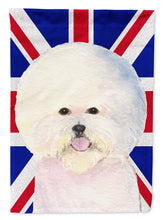 Load image into Gallery viewer, Bichon Frise with English Union Jack British Flag Flag Canvas House Size SS4968CHF