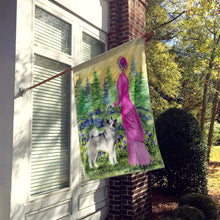 Load image into Gallery viewer, Lady with her Norwegian Elkhound Flag Canvas House Size