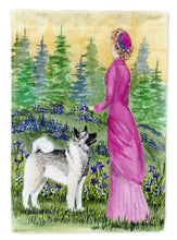 Load image into Gallery viewer, Lady with her Norwegian Elkhound Flag Canvas House Size