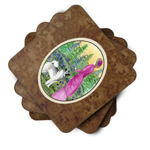 Load image into Gallery viewer, Lady with her Norwegian Elkhound Coasters - Set of 4 Lightweight Foam, Absorbent Drink Coasters