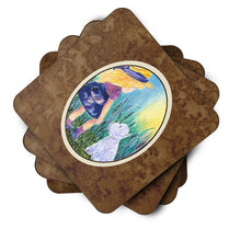 Load image into Gallery viewer, Little Girl with Westie Coasters - Set of 4 Lightweight Foam, Absorbent Drink Coasters