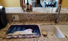 Load image into Gallery viewer, Starry Night Great Pyrenees Dish Drying Mat – Absorbent, Artistic Kitchen Essentials SS8438DDM