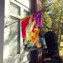 Load image into Gallery viewer, Lady with her Yorkie Flag Canvas House Size